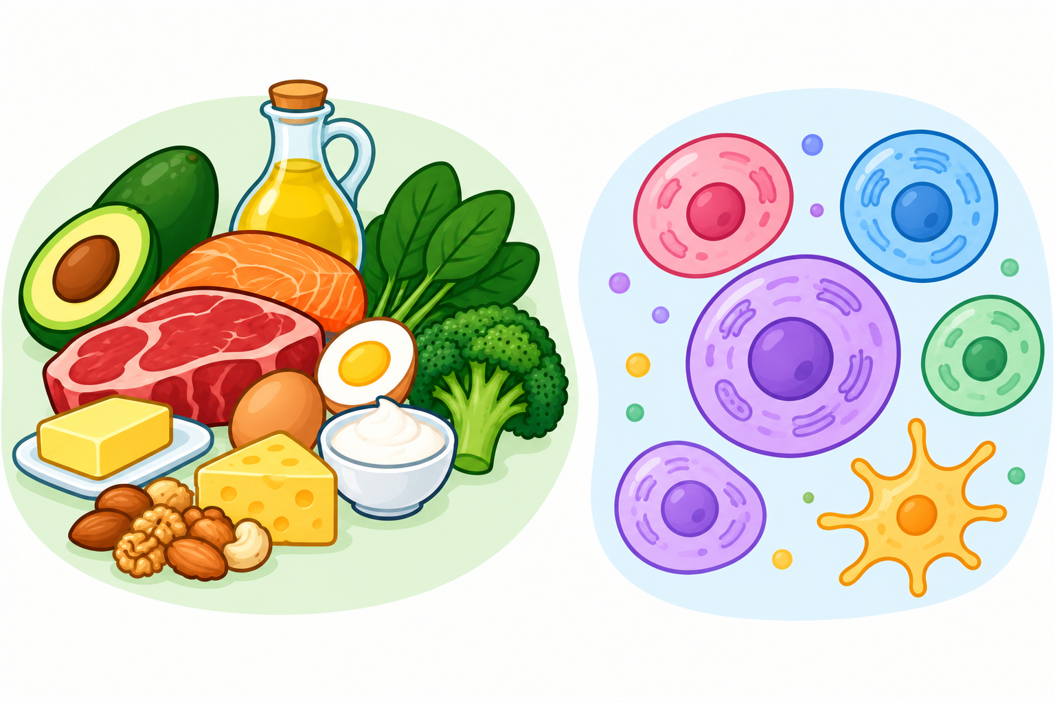 Ketogenic diet foods and body and immune cells