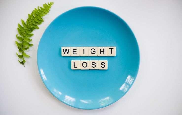 a dinner plate with weight loss written on it